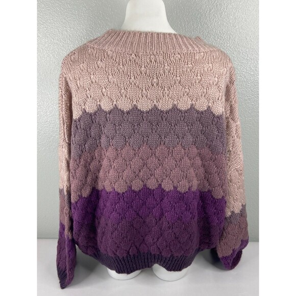 Listicle Women Large Knit Sweater Purple Shades Casual Mid Weight NWT - Picture 5 of 9
